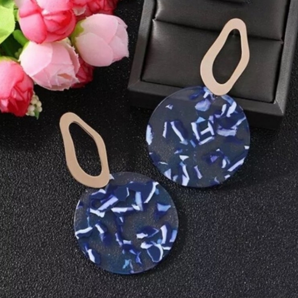 Clear and Blue Acrylic Earrings